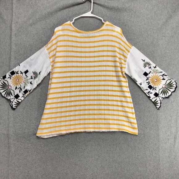 C+D+M Collection Pullover Sweater Womens Size S Embroidered Scalloped 3/4 Sleeve - Picture 10 of 13